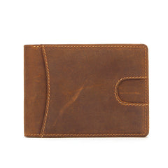 Vintage Brown Leather Men's Slim Small Bifold Wallet Front Pocket billfold Wallet For Men - iwalletsmen