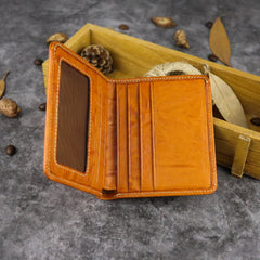 Vintage Leather Men's Bifold Small Wallet Front Pocket Wallet billfold Wallet For Men - iwalletsmen