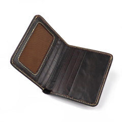 Vintage Leather Men's Bifold Small Wallet Front Pocket Wallet billfold Wallet For Men - iwalletsmen