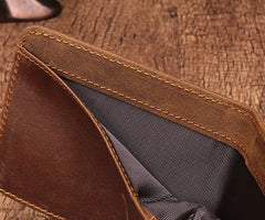 Simple Vintage Mens Leather Small Wallet Bifold billfold Wallet for Men - iwalletsmen