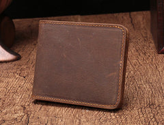 Simple Vintage Mens Leather Small Wallet Bifold billfold Wallet for Men - iwalletsmen