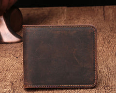 Simple Vintage Mens Leather Small Wallet Bifold billfold Wallet for Men - iwalletsmen