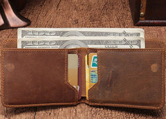 Simple Vintage Mens Leather Small Wallet Bifold billfold Wallet for Men - iwalletsmen