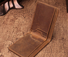 Simple Vintage Mens Leather Small Wallet Bifold billfold Wallet for Men - iwalletsmen