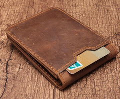 Simple Vintage Mens Leather Small Wallet Bifold billfold Wallet for Men - iwalletsmen