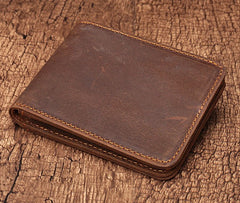 Simple Vintage Mens Leather Small Wallet Bifold billfold Wallet for Men - iwalletsmen