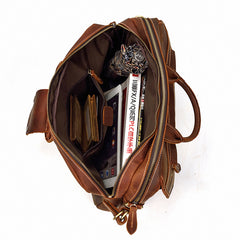 Vintage Leather Briefcase Handbag 14inch Laptop Bag Business Bag Shoulder Bags For Men - iwalletsmen