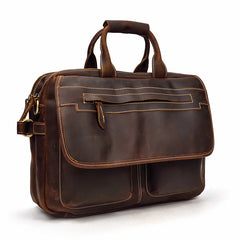 Vintage Leather Briefcase Handbag 14inch Laptop Bag Business Bag Shoulder Bags For Men - iwalletsmen