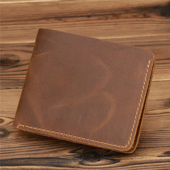 Coffee Leather Mens Slim Bifold Wallet Minimalism Wallets Billfold Wallet Front Pocket Wallet for Men