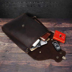 Black Slim Leather Mens Satchel Backpack Women Rucksack Vintage Leather School Backpack For Men