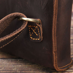 Black Slim Leather Mens Satchel Backpack Women Rucksack Vintage Leather School Backpack For Men