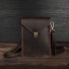 Brown Slim Belt Pouch Leather Shoulder Bag Mens Waist Bag Brown Crossbody Bag for Men