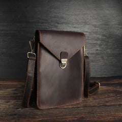 Brown Slim Belt Pouch Leather Shoulder Bag Mens Waist Bag Brown Crossbody Bag for Men