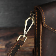Slim Belt Pouch Leather Shoulder Bag Mens Waist Bag Coffee Crossbody Bag for Men