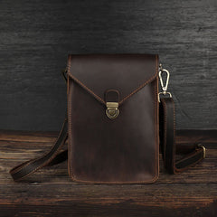 Slim Shoulder Bag Leather Belt Pouch Mens Waist Bag Coffee Crossbody Bag for Men