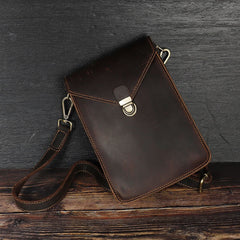 Black Slim Belt Pouch Leather Shoulder Bag Mens Waist Bag Black Crossbody Bag for Men