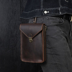 Slim Shoulder Bag Leather Belt Pouch Mens Waist Bag Coffee Crossbody Bag for Men