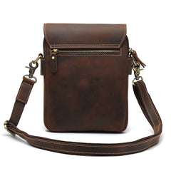 Small Leather Vertical Side Bag Leather Phone Crossbody Bag Mens Shoulder Bag for Men