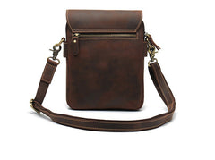 Small Leather Vertical Side Bag Leather Phone Crossbody Bag Mens Shoulder Bag for Men