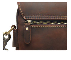 Small Leather Vertical Side Bag Leather Phone Crossbody Bag Mens Shoulder Bag for Men
