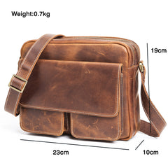 Vintage Brown Leather Mens Side Bag Messenger BAG Small School Courier Bag FOR MEN