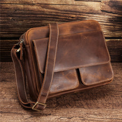 Vintage Brown Leather Mens Side Bag Messenger BAG Small School Courier Bag FOR MEN