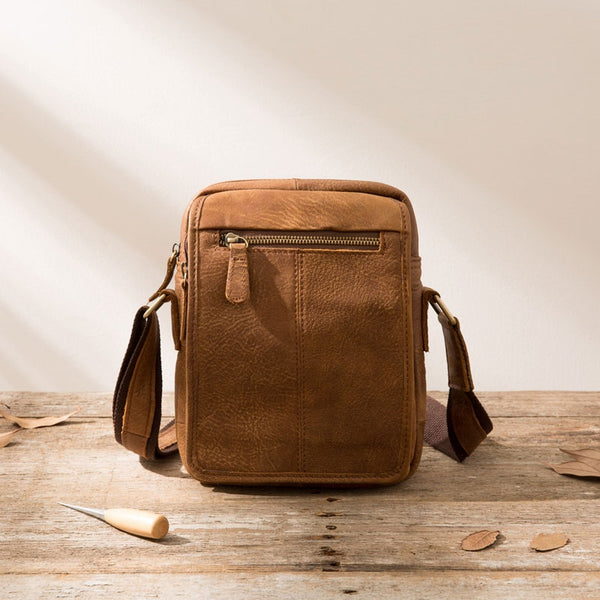 Small Cool Leather Mens Messenger Bags Shoulder Bags for Men - iwalletsmen