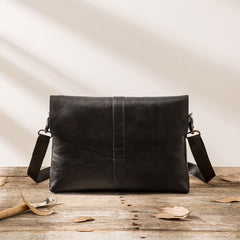Small Leather Black Mens Cool Messenger Bags Shoulder Bags  for Men - iwalletsmen