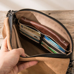 Small Leather Black Mens Cool Messenger Bags Shoulder Bags  for Men - iwalletsmen