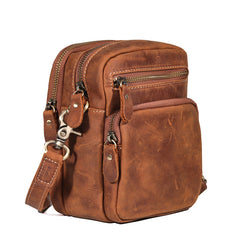 Vintage Brown Leather Men's Belt Pouches Cell Phone Holsters Mini Side Bag For Men - iwalletsmen