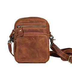 Vintage Brown Leather Men's Belt Pouches Cell Phone Holsters Mini Side Bag For Men - iwalletsmen