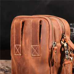 Vintage Brown Leather Men's Belt Pouches Cell Phone Holsters Mini Side Bag For Men - iwalletsmen