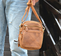 Vintage Brown Leather Men's Belt Pouches Cell Phone Holsters Mini Side Bag For Men - iwalletsmen