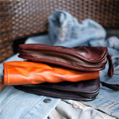 Vintage Brown Leather Men's Long Wallet Black Clutch Wallet Zipper Long Wallet For Men - iwalletsmen