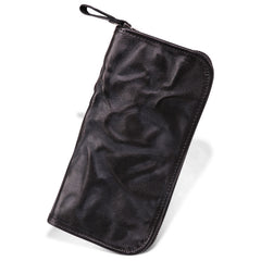 Vintage Brown Leather Men's Long Wallet Black Clutch Wallet Zipper Long Wallet For Men - iwalletsmen