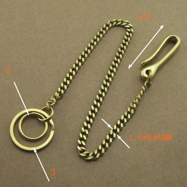 Solid Brass 15inch Wallet Chain Cool Punk Rock Biker Trucker Wallet Chain Trucker Wallet Chain for Men