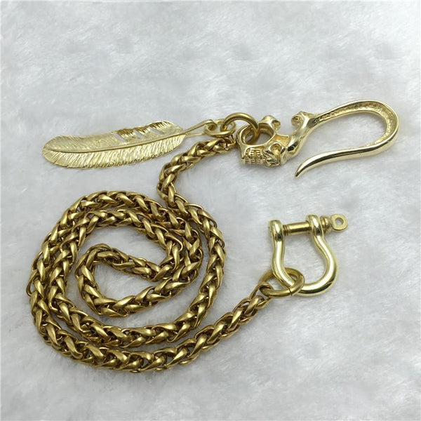 Solid Brass Cool Punk Rock Skull Wallet Chain Biker Trucker Wallet Chain Trucker Wallet Chain for Men