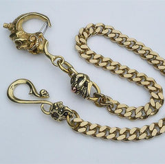 Solid Brass Cool Punk Rock Skull Wallet Chain Biker Trucker Wallet Chain Trucker Wallet Chain for Men