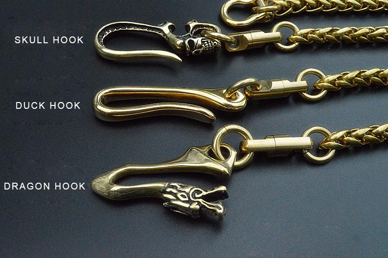  Men's Brass Vertebrae Wallet Chain with Hook