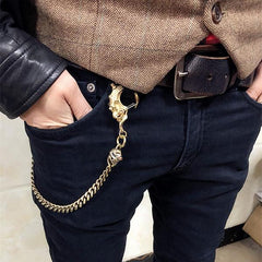 Solid Brass Cool Punk Rock Skull Wallet Chain Biker Trucker Wallet Chain Trucker Wallet Chain for Men