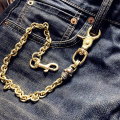 Solid Brass Cool Punk Rock Skull Wallet Chain Biker Trucker Wallet Chain Trucker Wallet Chain for Men