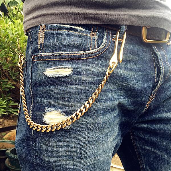 Cool Men's 18'' Gold Brass Biker Jeans Chain Jean Chain Pants