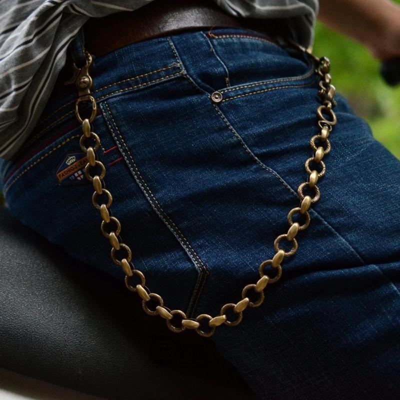 Solid Brass Cool Punk Rock Wallet Chain Biker Trucker Wallet Chain