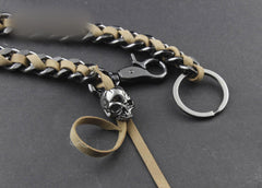 Solid Metal Leather Braided Long Wallet Chain Cool Punk Rock Biker Trucker Wallet Chain Trucker Wallet Chain for Men