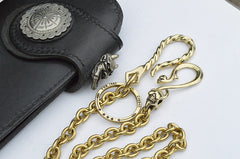 Badass Gold Brass Long Mens 18'' Biker Wallet Chain Biker Pants Chain Trucker Wallet Chain for Men - iwalletsmen