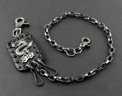Solid Stainless Steel Chinese Dragon Wallet Chain Cool Punk Rock Biker Trucker Wallet Chain Trucker Wallet Chain for Men