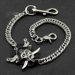 Solid Stainless Steel Pirate Skull Wallet Chain Cool Punk Rock Biker Trucker Wallet Chain Trucker Wallet Chain for Men