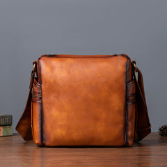 Best Leather Men's Vertical Side Bag Square Roomy Messenger Bag For Men