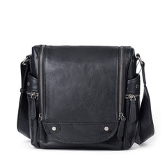 Best Leather Men's Vertical Side Bag Square Roomy Messenger Bag For Men