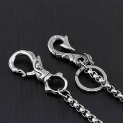 Cool Stainless Steel Dragon Skull Hook Wallet Chain Silver Pants Chain Biker Chain For Men - iwalletsmen